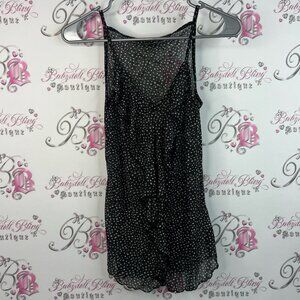 Smart Set tank top ruffle detail dotted Black and White Polka Dot Chemise
